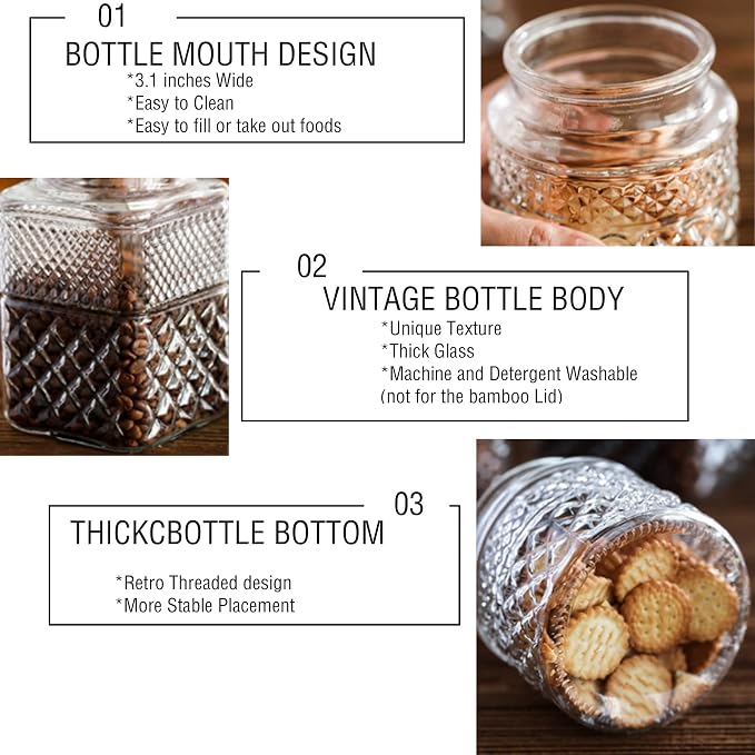 Large Glass Storage Jar, 60 FL OZ Glass Food Storage Containers - Image 2