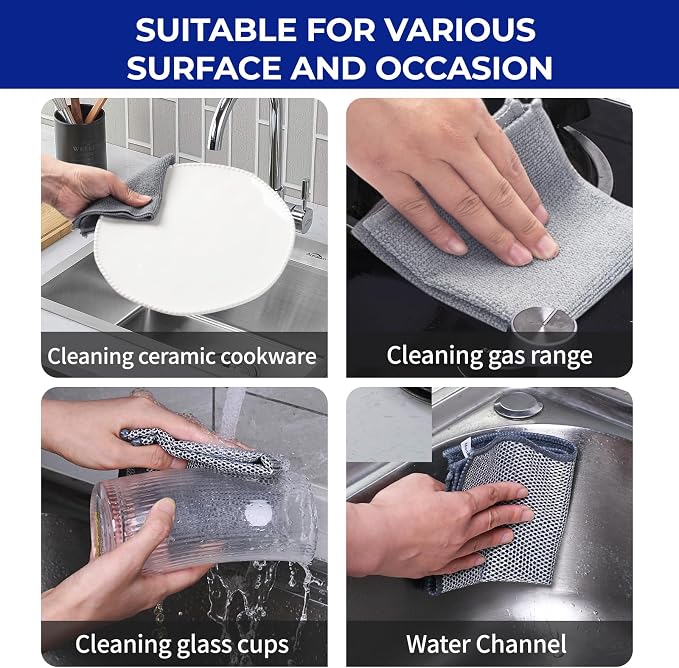 Wangjinpeng 12PCS Non-Scratch Multipurpose Steel Wire Dishcloths - Image 3