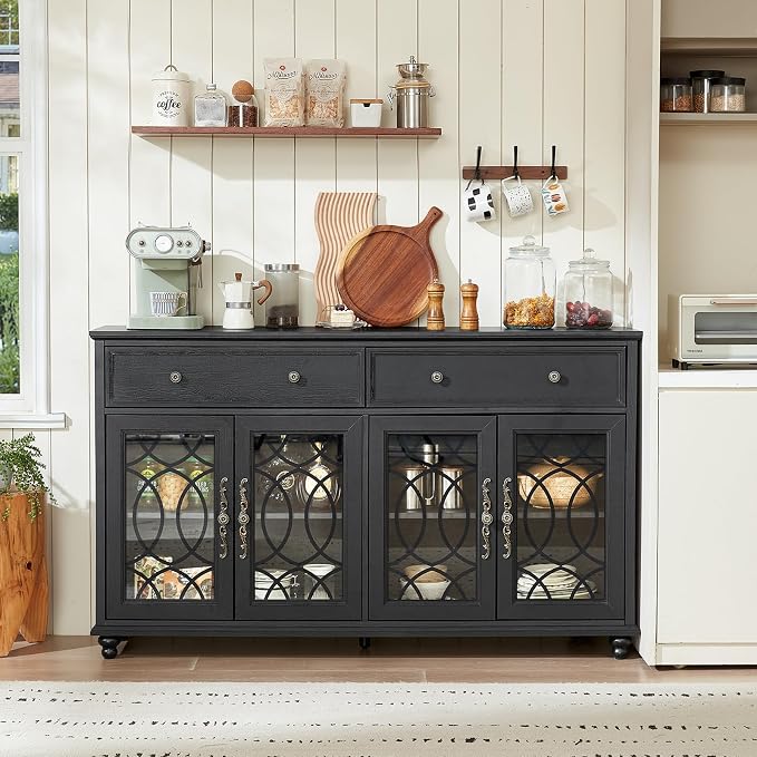 Joaxswe Large Sideboard Buffet Cabinet Set of 2 - Image 4