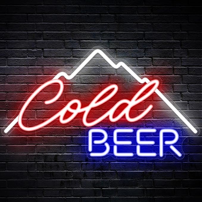Kavaas Cold Beer Neon Sign 16.5" x 9.4", Neon Beer Signs by Kavaas
