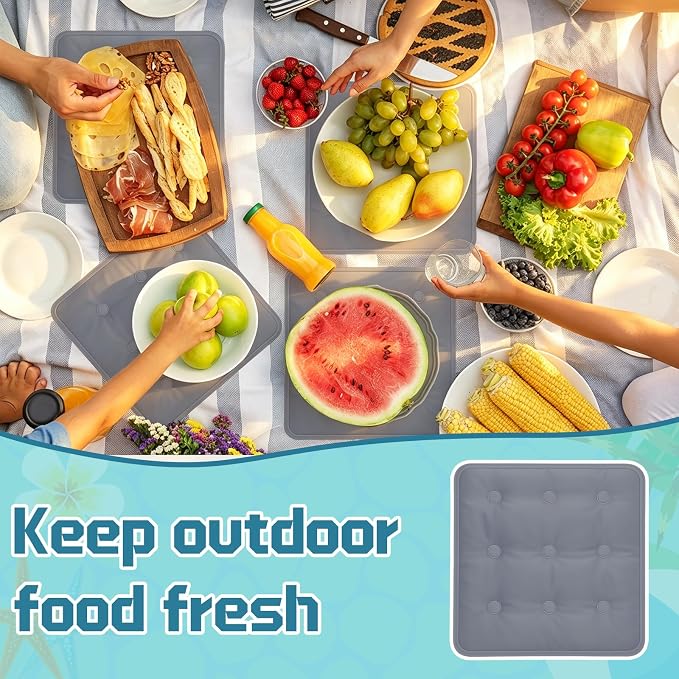 Reallnaive 4 Pcs Cooling Mat for Food Reusable Freezable Ice Mat for Buffet - Image 4