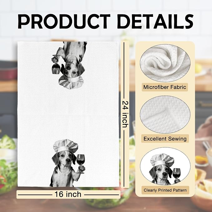 Funny Chef Beagle Kitchen Towels Set of 2, Beagle Dog Gifts - Image 6