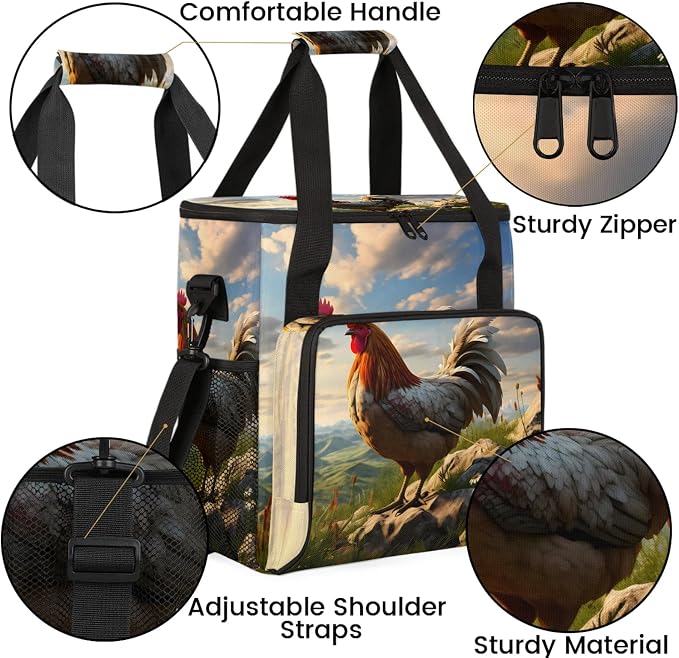 Farmhouse Chicken Coffee Maker Carring Bag, Large Insulated Storage Organizer - Image 6