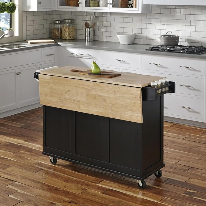 Homestyles Dolly Madison Black Mobile Kitchen Island Cart - Image 3