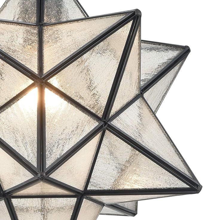 14'' Moravian Star Pendant Light Seeded Glass Star Lights - Image 3
