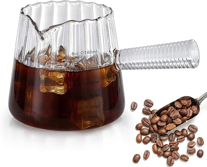 6oz Espresso Measuring Cup, V-spout Glass Espresso Shot Cup by Unknown