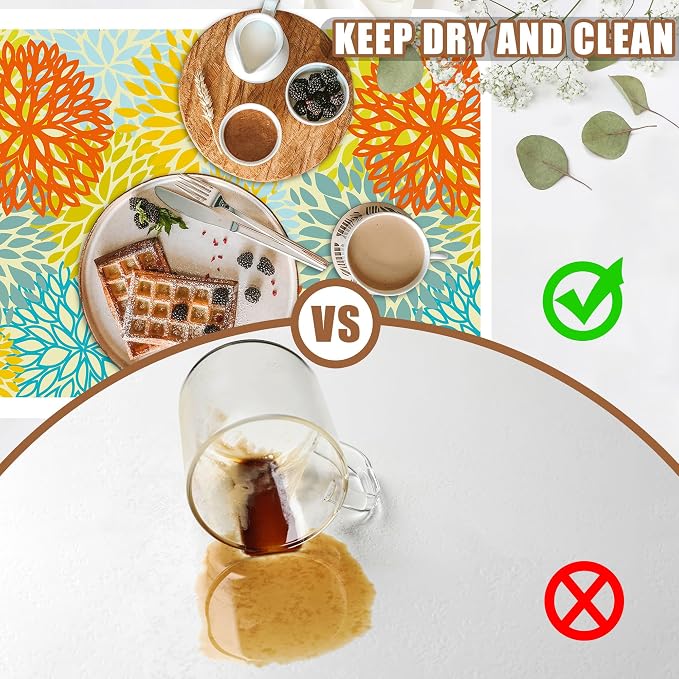 Orange and Blue Chrysanthemum Flower Coffee Mat Absorbent Dish Drying Mat Hide - Image 6