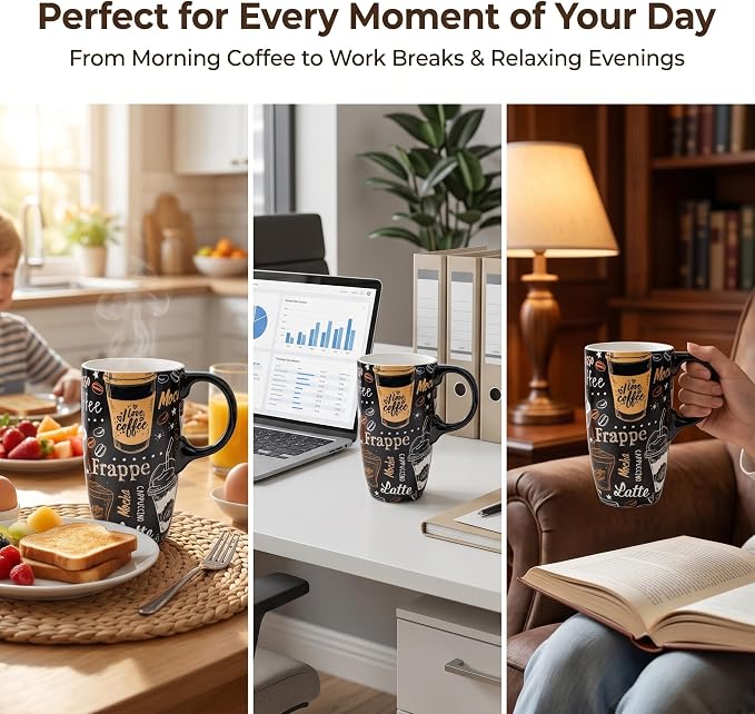 DUSVALLY 17oz Coffee Lover Ceramic Travel Mug - Image 3