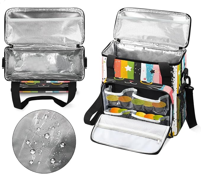 Black Cat Coffee Maker Carring Bag, Large Insulated Storage Organizer Case Tote - Image 3