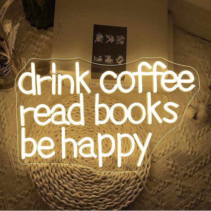 Looklight Drink Coffee Read Books Be Happy Neon Sign Warm White Read Books Led - Image 2