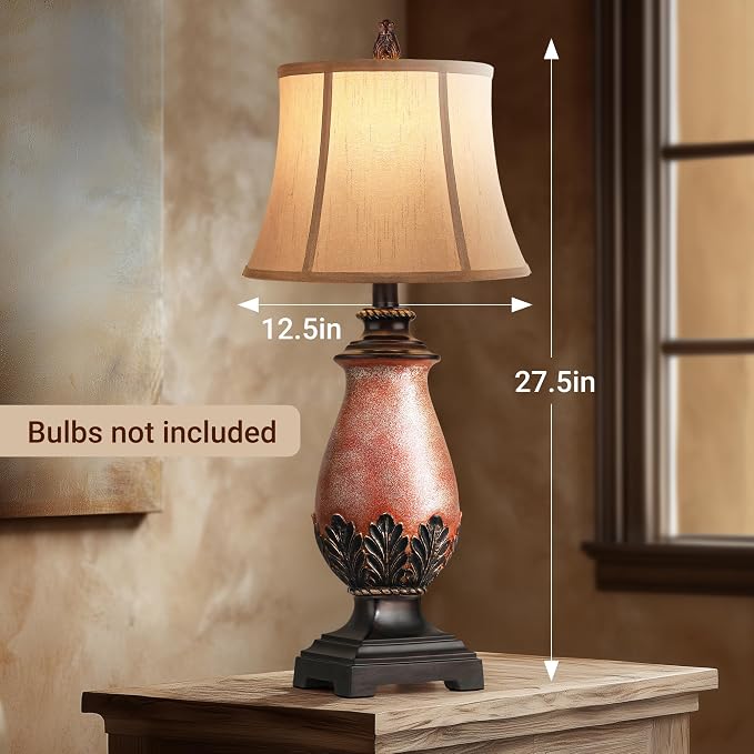 Hamucd 27" Set of 2 Tall Farmhouse Rustic Table Lamps - Image 6