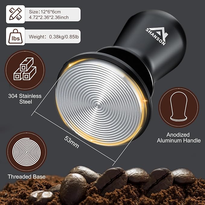 ShanSon 53mm Espresso Tamper, Coffee Accessories, Triple Spring 30lb Constant - Image 2