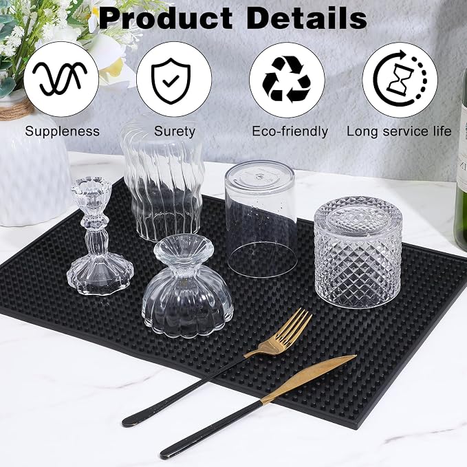 4 Pcs Rubber Bar Mats, Barber Mat, Non-Slip Spill Mats - Image 3
