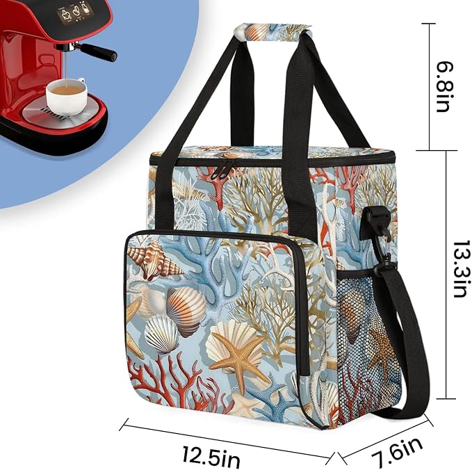 Nautical Coastal Coffee Maker Carring Bag, Large Insulated Storage Organizer - Image 2