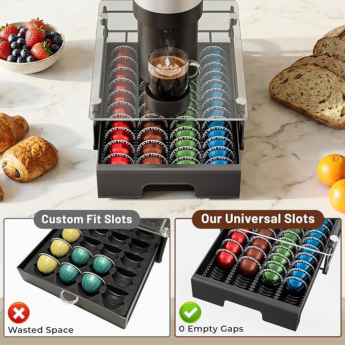 EVERIE Nespresso Vertuo Pod Holder Drawer, Coffee Pod Organizer - Image 7