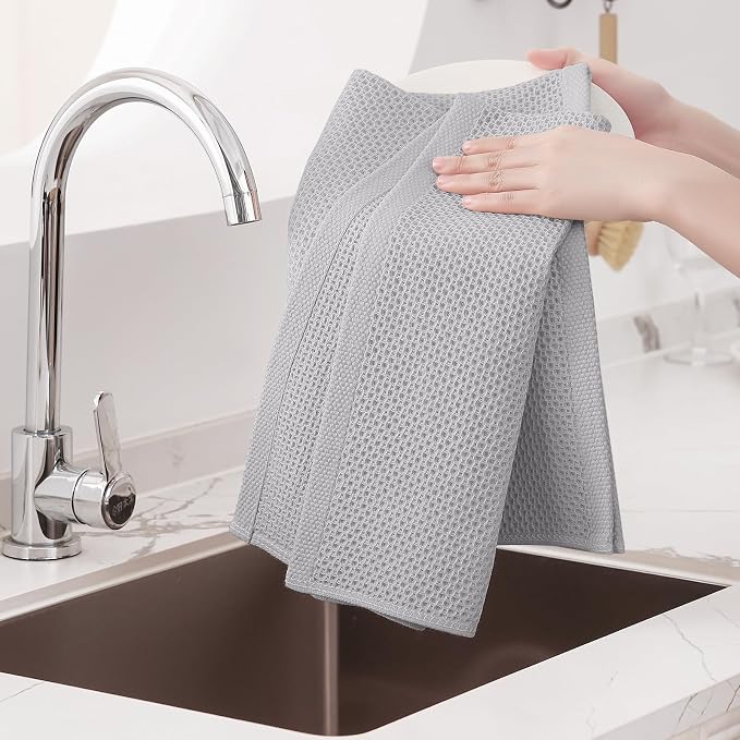 Homaxy 100% Cotton Oversized Waffle Weave Kitchen Dish Towels, Ultra Soft - Image 4