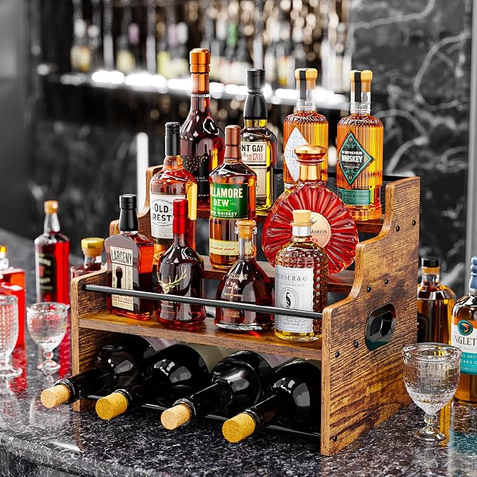 KLM 4-Tier Wood Display Shelf, Countertop Bar Stand - Image 2