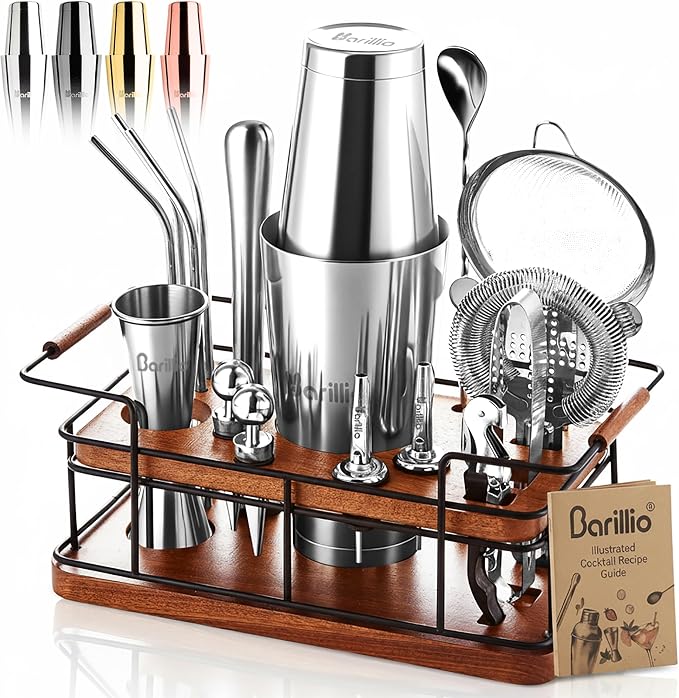 Barillio Bartender Kit – 23-Piece Stainless-Steel Cocktail Shaker Set by Barillio