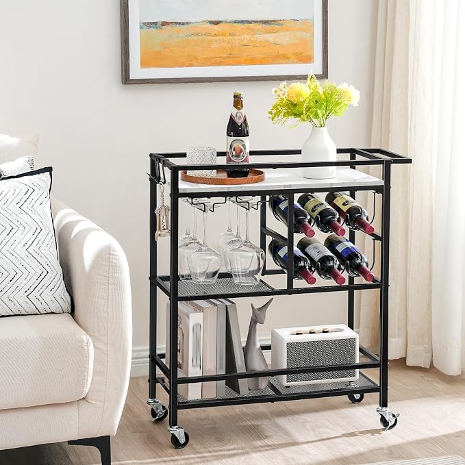 MAHANCRIS Bar Cart for Home, 3-Tier Serving Cart - Image 3