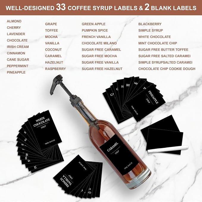 HCYWOC Coffee Syrup Dispenser, 25.4oz 750ml Glass Syrup Bottles, 2 Pack Syrup - Image 4