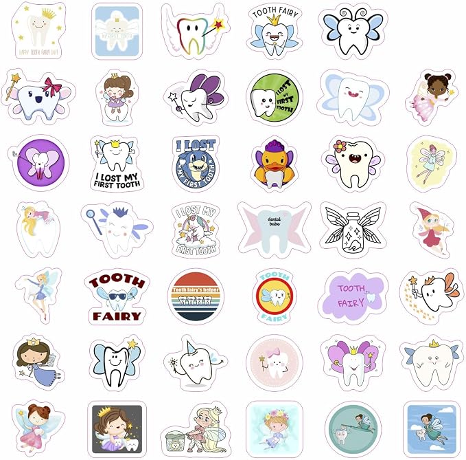 100Pcs Tooth Fairy Stickers for Water Bottle and Laptop - Image 3