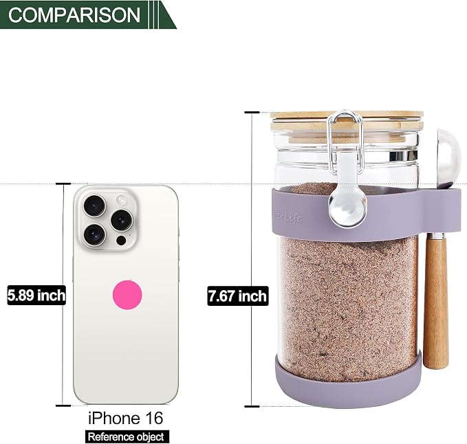 Glass Protein Powder Container, 40oz Airtight Collagen Storage Jar - Image 8