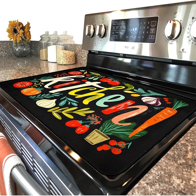 Colorful Kitchen Stove Top Cover 28.3 x 20.5 Inches, Heat Resistant Glass Stove - Image 2