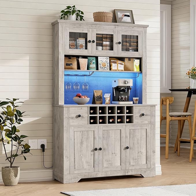 68.7 " Pantry Cabinet with LED Light and Charging Station, Kitchen Pantry by IDEALHOUSE