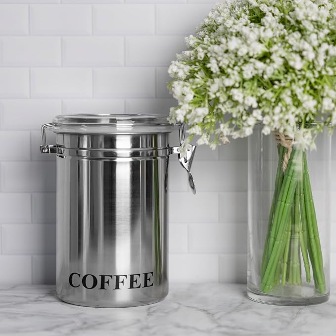 Fox Run Stainless Steel Coffee Container, 62 oz Coffee Canister - Image 2
