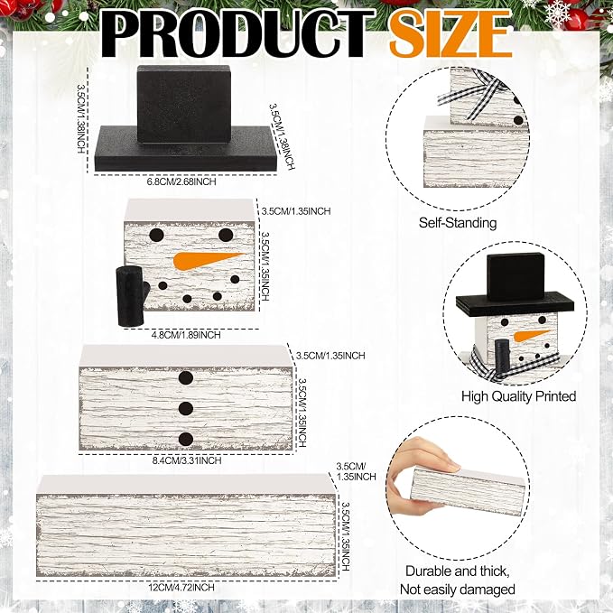 Geelin 4 Pcs Snowman Decor Winter Table Decorations Christmas Tiered Tray Decor - Image 4