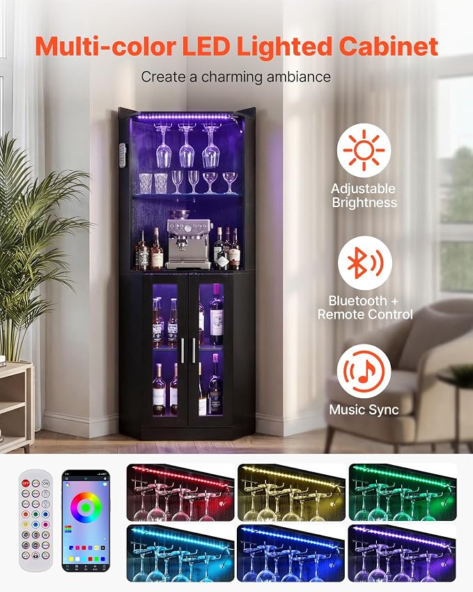 VEVOR Corner Wine Cabinet, Bar Cabinet - Image 5
