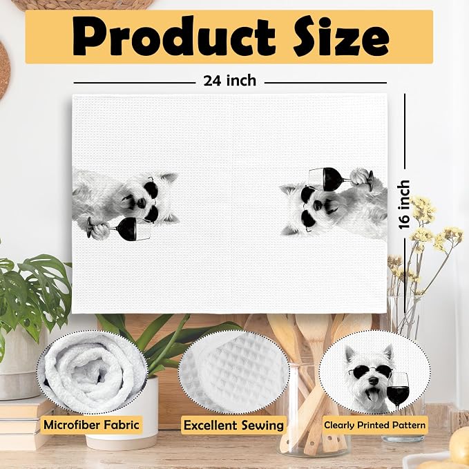 Funny West Highland Kitchen Towels Set of 2, Funny Dog Kitchen Accessories - Image 6