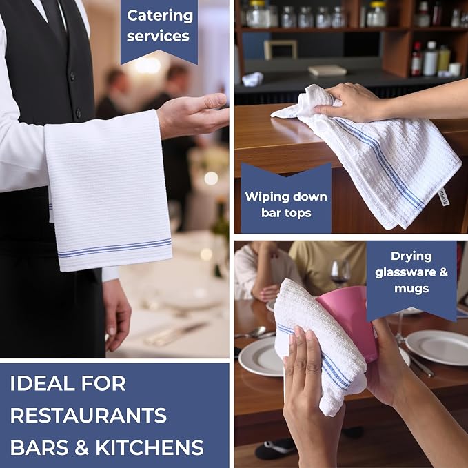 White Cotton Bar Towels For Kitchen - Image 6