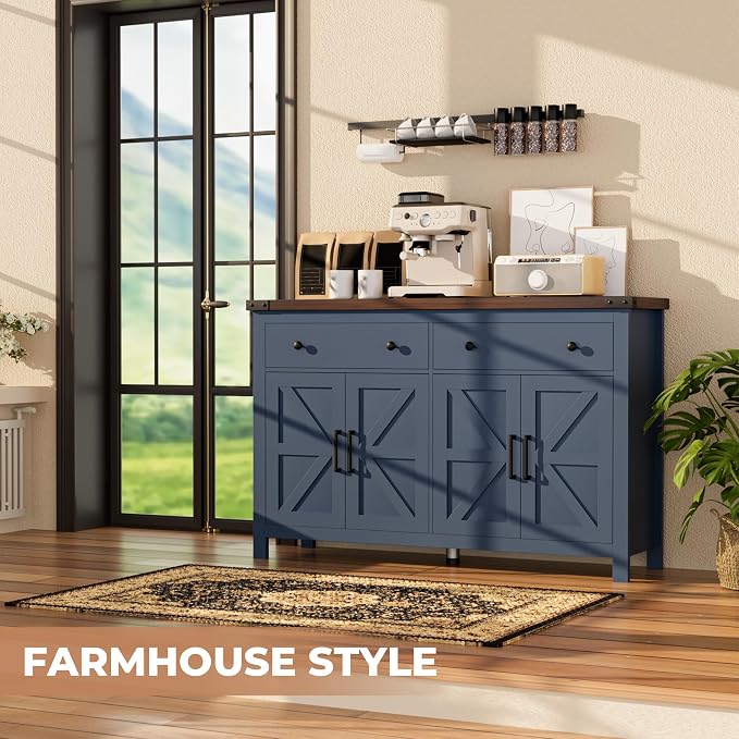 VVFLU 55'' Buffet Cabinet with Storage, Farmhouse Kitchen Storage Cabinet with - Image 8