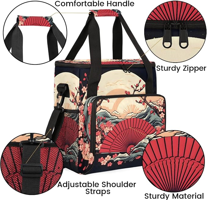 Japanese Style Coffee Maker Carring Bag, Large Insulated Storage Organizer Case - Image 6