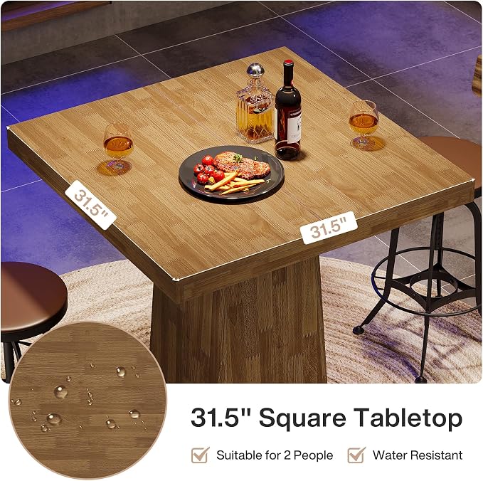 Tribesigns Square Bar Table, 31.5-Inch Small Kitchen Dining Table, Industrial - Image 6