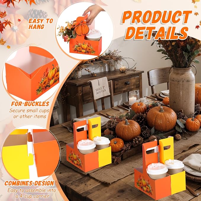 TaoBary 30 Set Thanksgiving 2 Cup Drink Carrier - Image 3