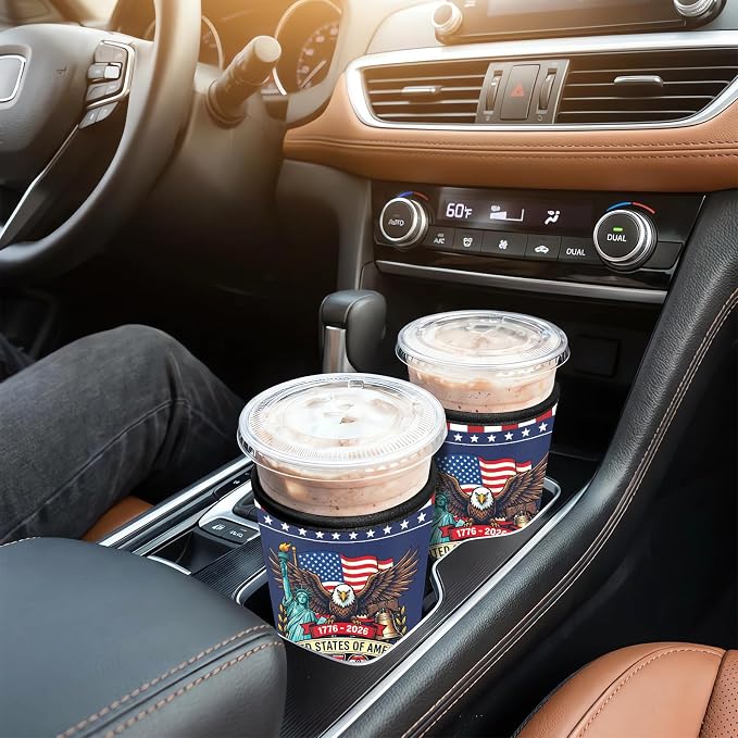 3 Pack Reusable Insulated Neoprene Iced Coffee Cup Sleeve 250th Anniversary USA - Image 7