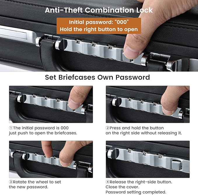 Briefcases for Men Carrying Case Document Attache Case for 16 Inch Laptop - Image 6