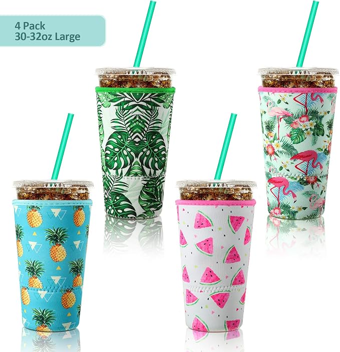 Patelai 4 Pieces Reusable Iced Coffee Sleeve Cup Insulator - Image 2