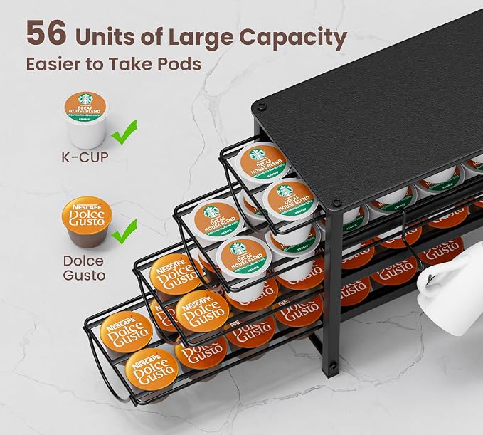 HFHOME Coffee Pod Organizer for Countertop, 4-Tier Metal Storage Drawer - Image 4