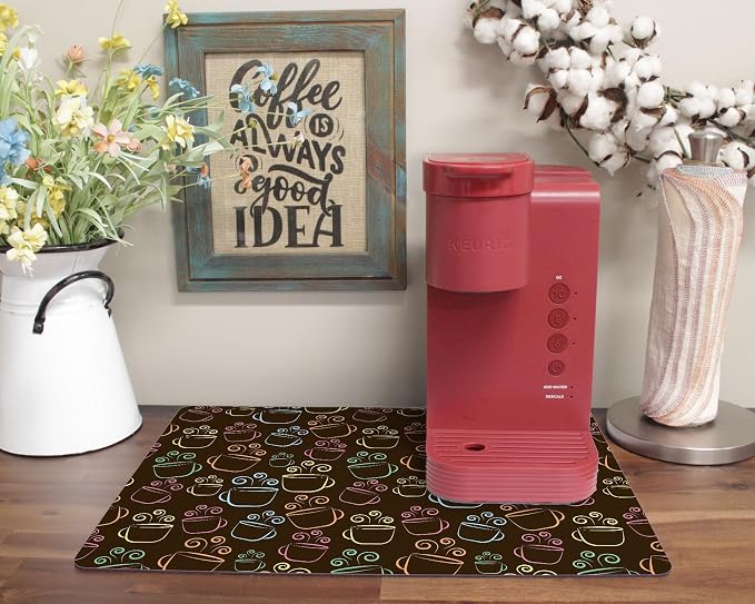 Coffee Maker Mat for Countertop – Absorbent, Non-Slip Coffee Bar Mat, Protects - Image 2