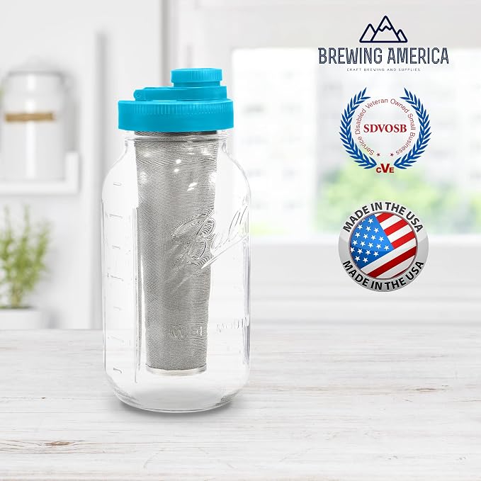 Brewing America Mason Jar Cold Brew Coffee Maker Infuser: Made in USA Wide - Image 7