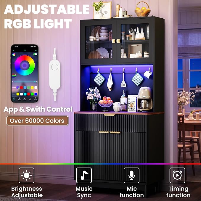70'' Fluted Kitchen Pantry Cabinet - Image 4
