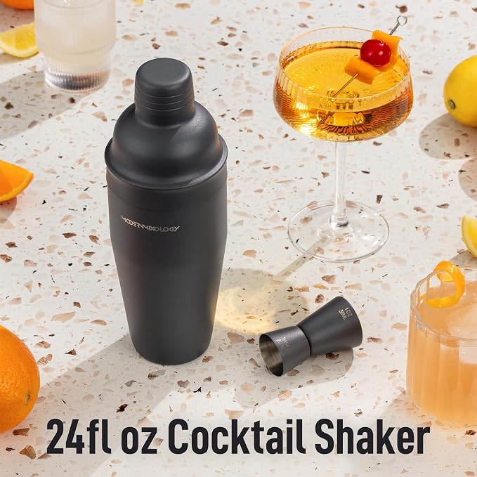 Modern Mixology 24oz Matte Dark Grey Cocktail Shaker Set – Bartender Essentials - Image 4
