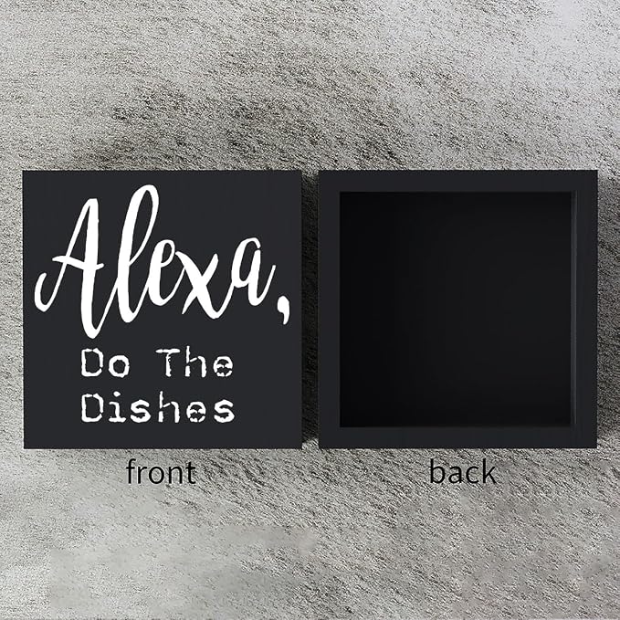 Funny Kitchen Wooden Box Sign Plaque Alexa Do the Dishes Wood Box Sign Rustic - Image 3