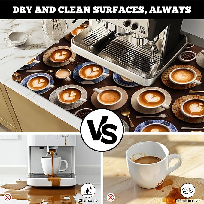 NYZE Coffee Mat Absorbent Non Slip Dish Drying Mat - Image 4