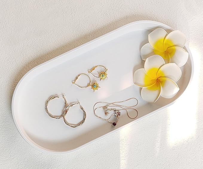 White Small Tray, Oval Tray, Countertop Organizer | - Image 3