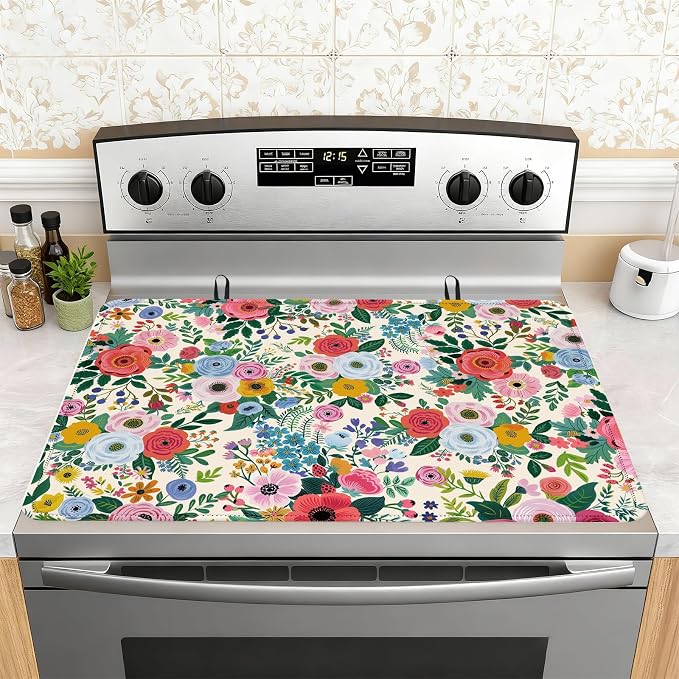 Watercolor Flowers Stove Top Cover by Unknown
