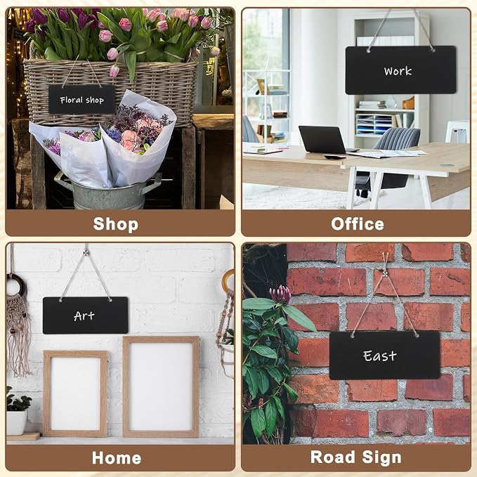 6 PCS Wooden Hanging Chalkboard Signs Double Sided, 7x3 Inch Small Rectangle - Image 6